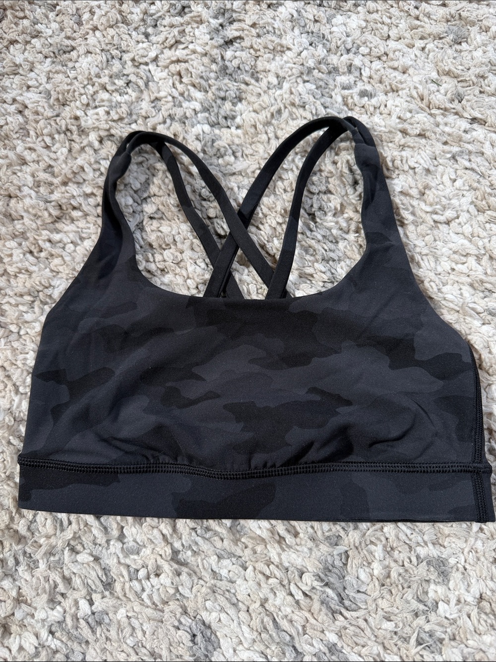 lululemon athletica Black Subtle Camo Crisscross Sports Bra